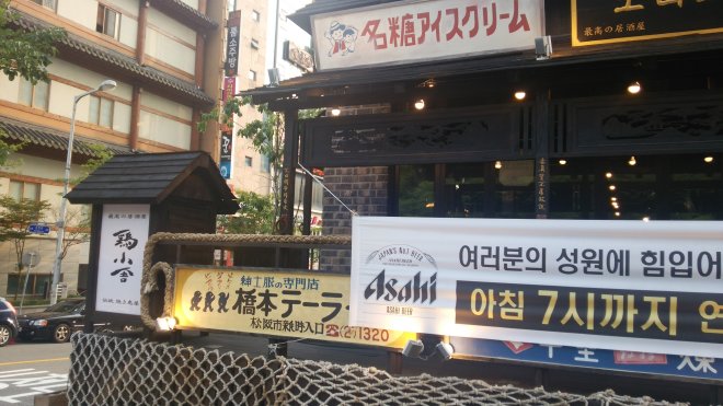 ビル1階にある鶏小屋という居酒屋の看板